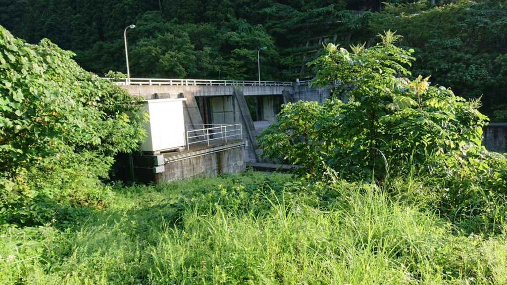 屋敷川取水ダムの右岸