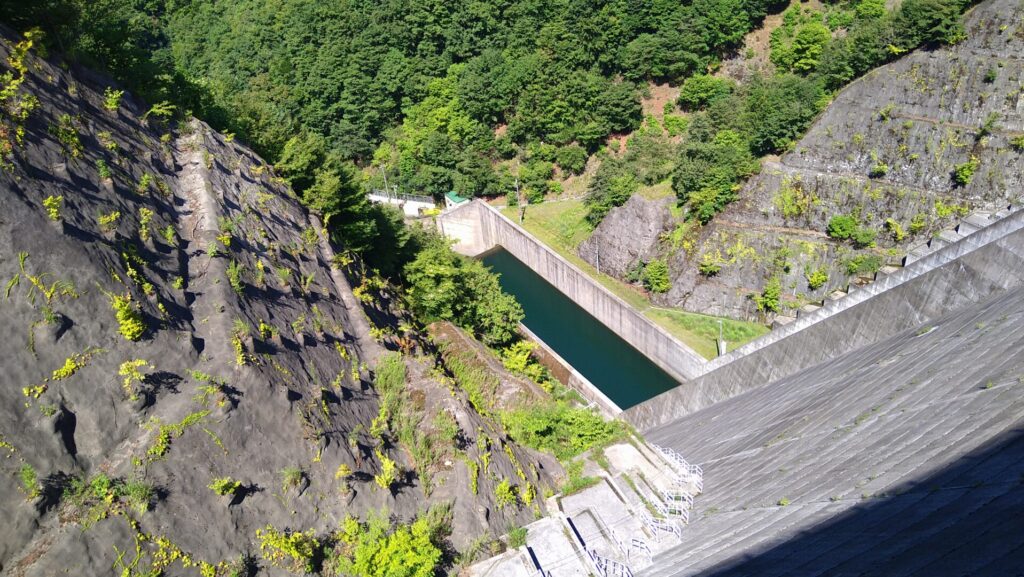 上野ダムの下流側