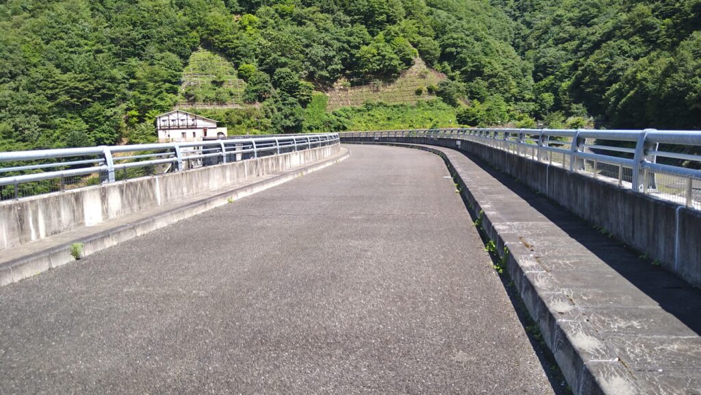 上野ダムの天端