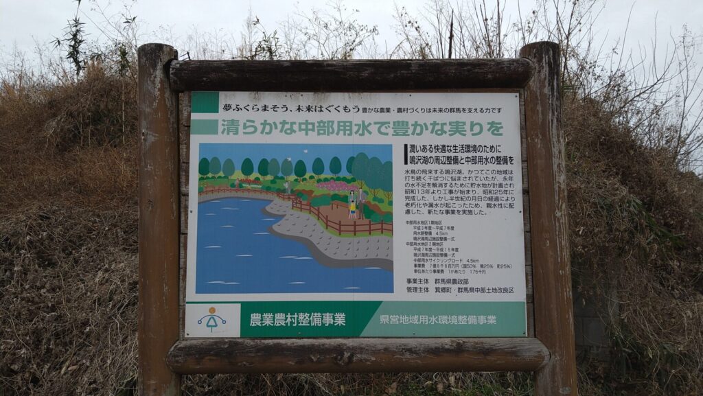鳴沢ダムの案内板