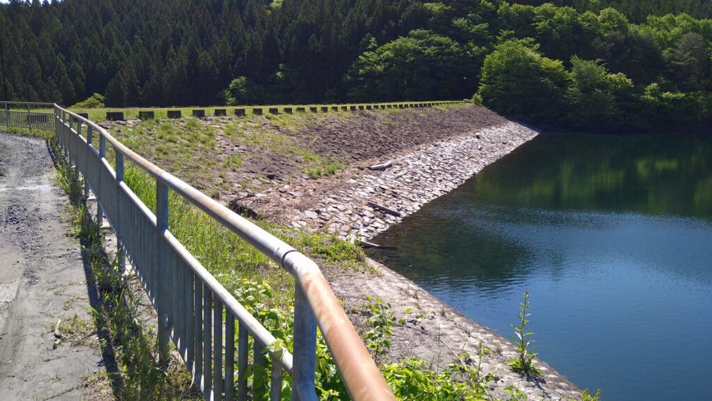 左岸から見た犬神ダムの上流側