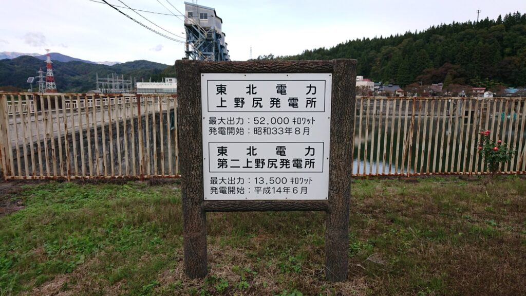 上野尻発電所の看板