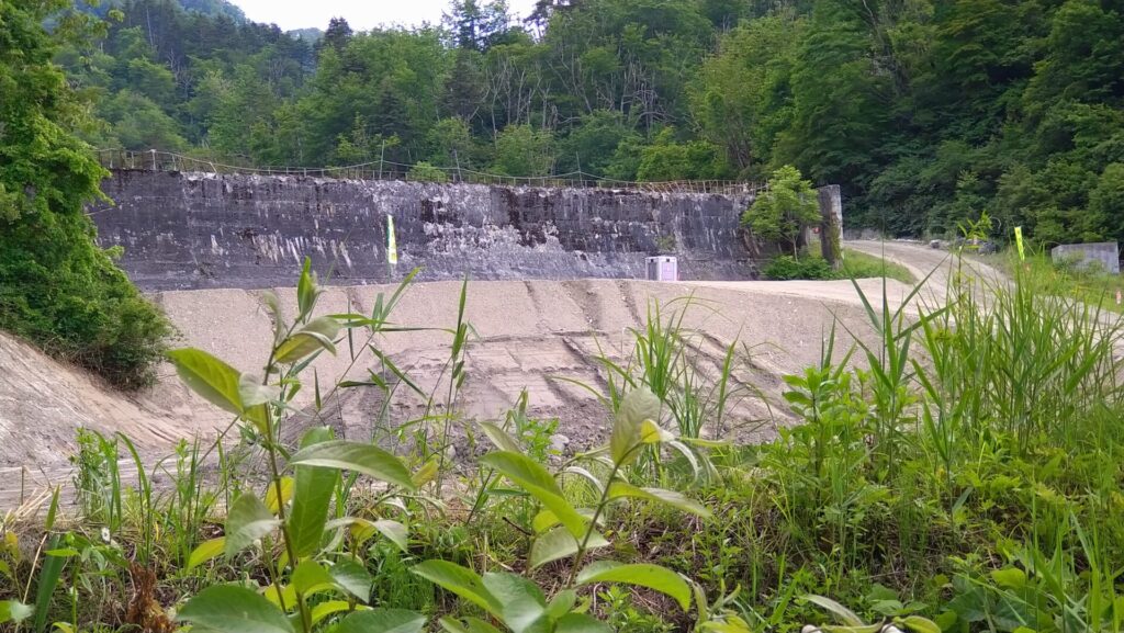 遠くに見える大岐ダム