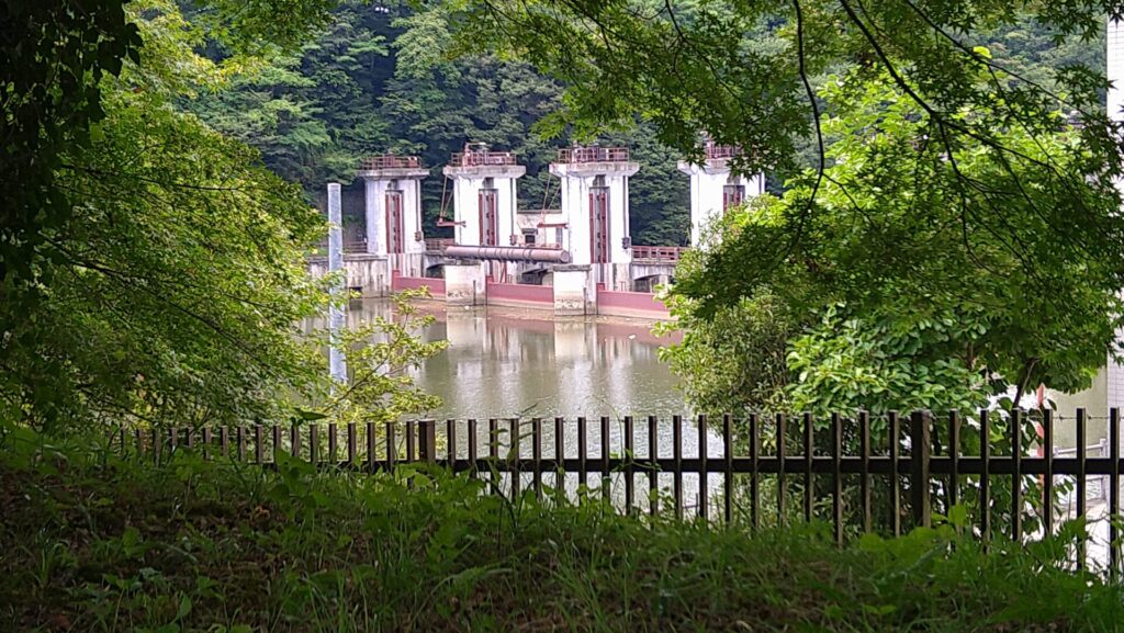 蓬莱ダムの上流側