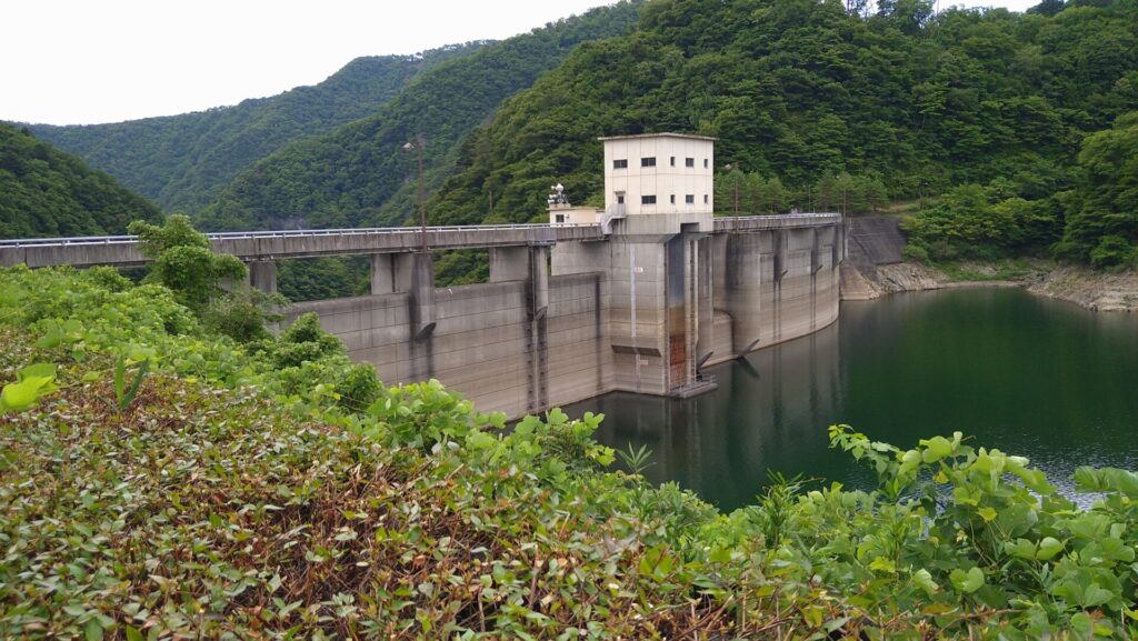 左岸の上流側から見た真野ダム