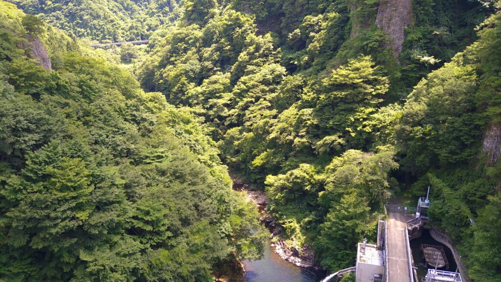 花山ダムの下流側