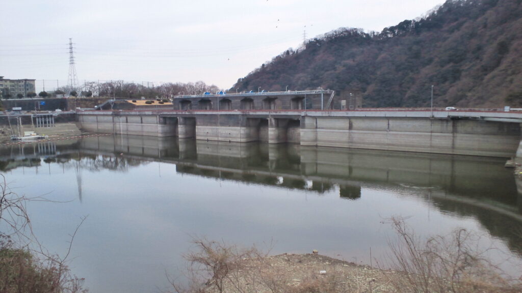 右岸の上流側から見た城山ダム