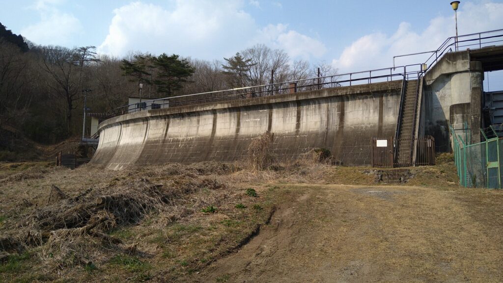 下流側から見た入川補助調整池