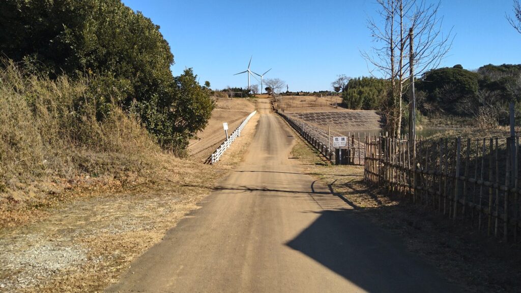 左岸から見た白石ダムの天端