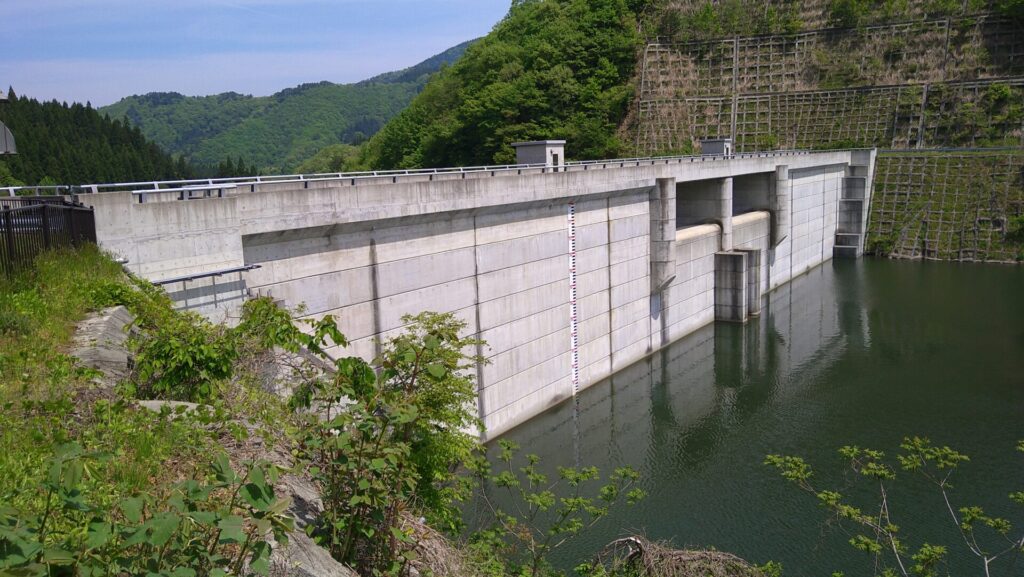 留山川ダムの上流側