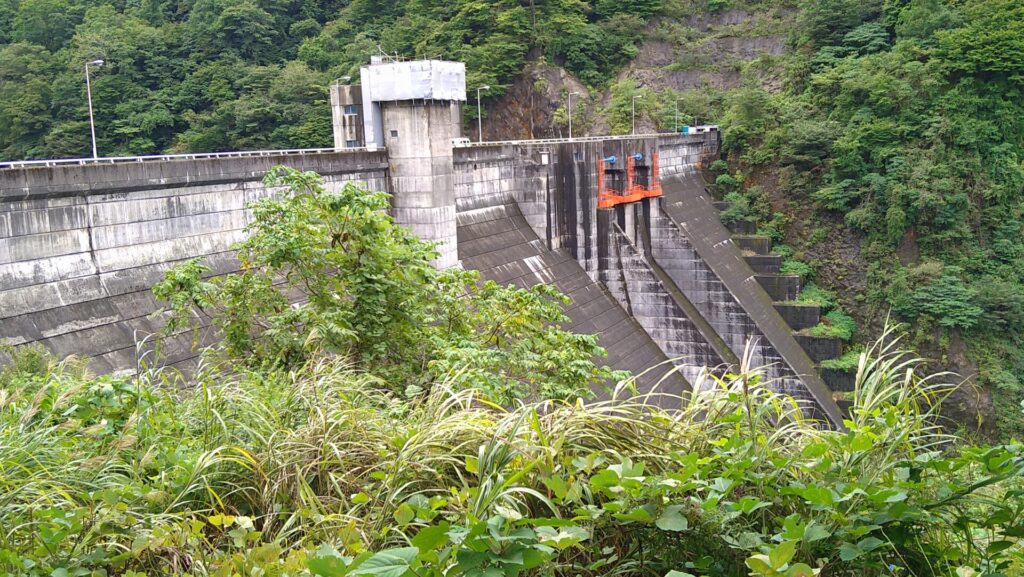 右岸の下流側から見た早出川ダム