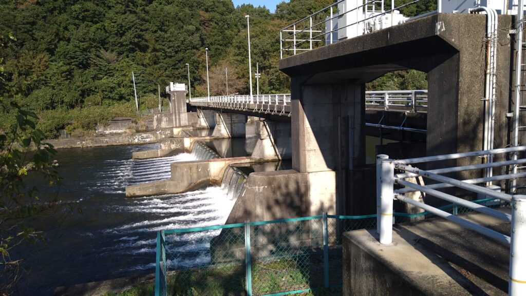 左岸の下流側から見た夏井頭首工