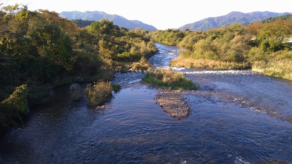 夏井頭首工の下流側の風景