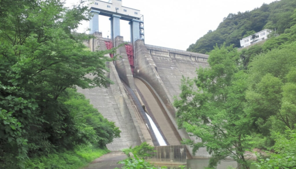 下流側から見た荒沢ダム