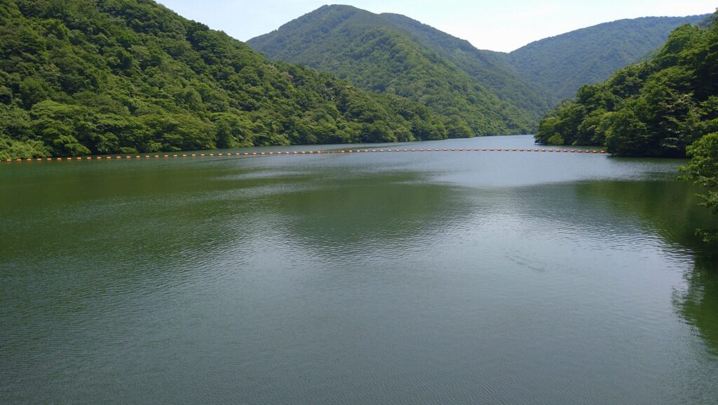 赤岩ダムのダム湖の風景