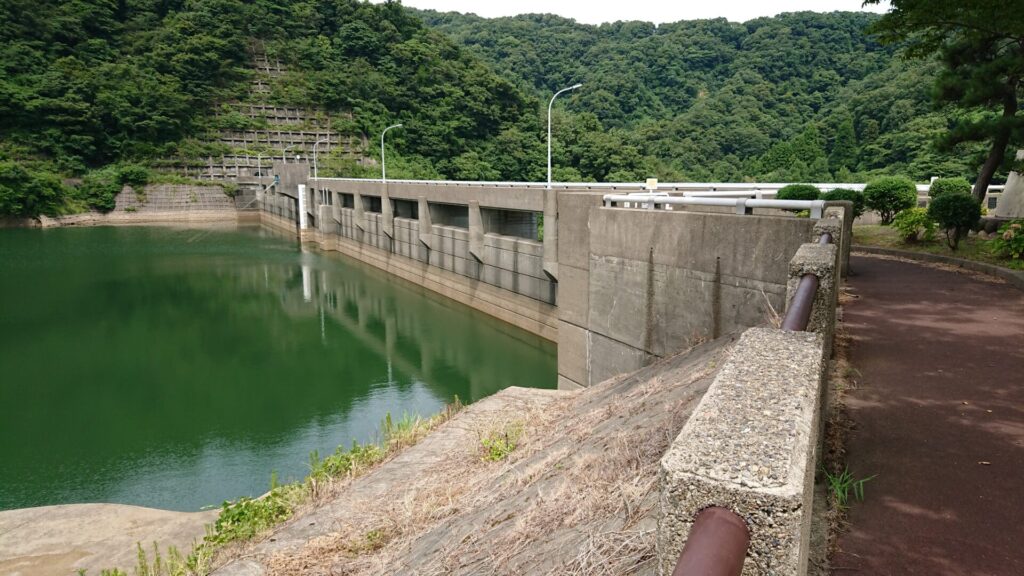 右岸の上流側から見た正善寺ダム