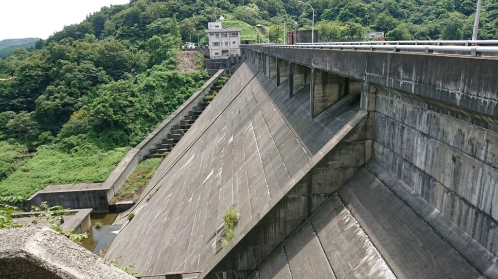 左岸の下流側から見た正善寺ダム