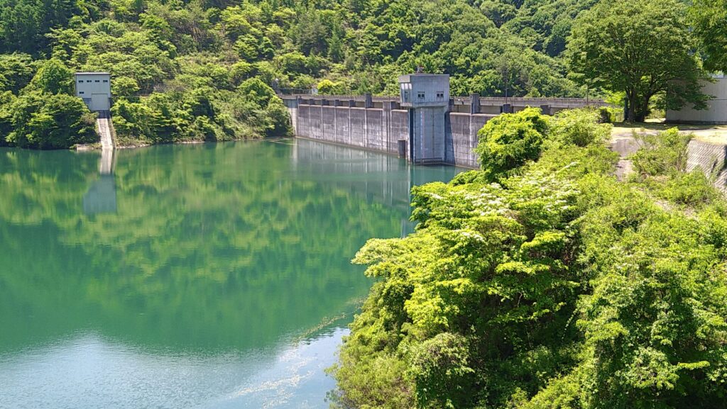 右岸の上流側から見た箕輪ダム