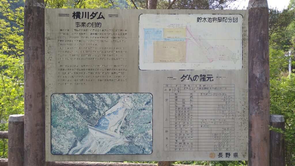 横川ダムの説明板