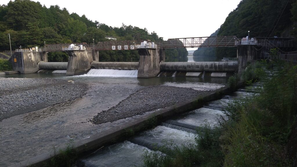 左岸の下流側から見た大久保ダム