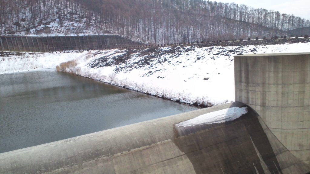 右岸の上流側から見た金原ダム