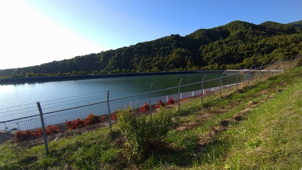県道から見た横堰の風景