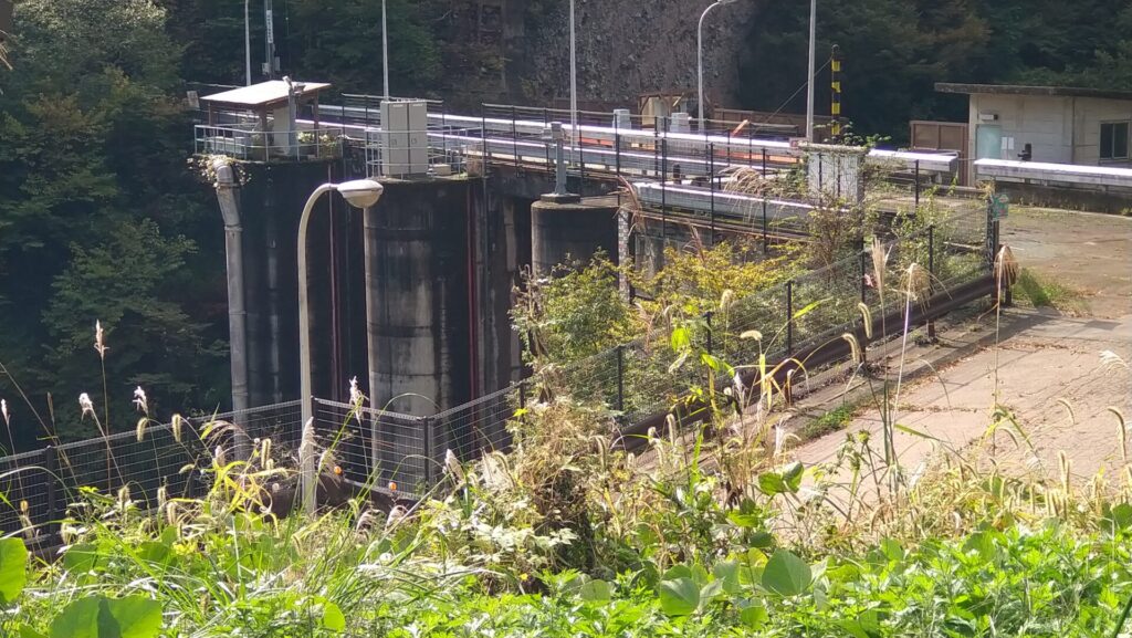 右岸の上流側から見た湯川ダム