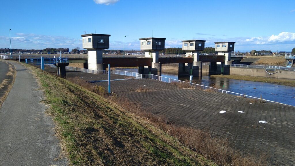 左岸の上流側から見た君島堰