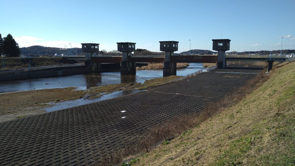 右岸の上流側から見た君島堰