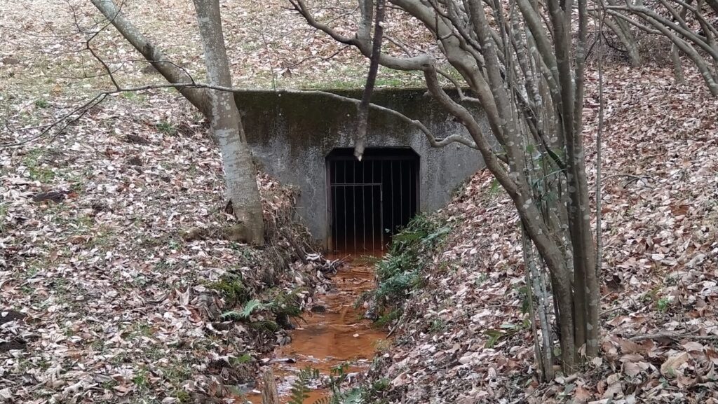 うつのみや文化の森にある調整池の放流口