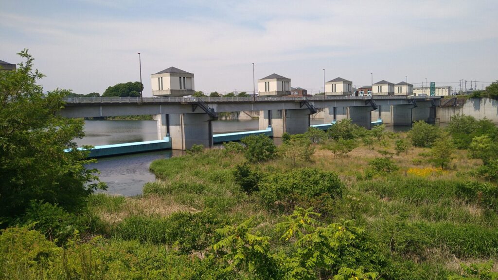 右岸の下流側から見た六堰頭首工