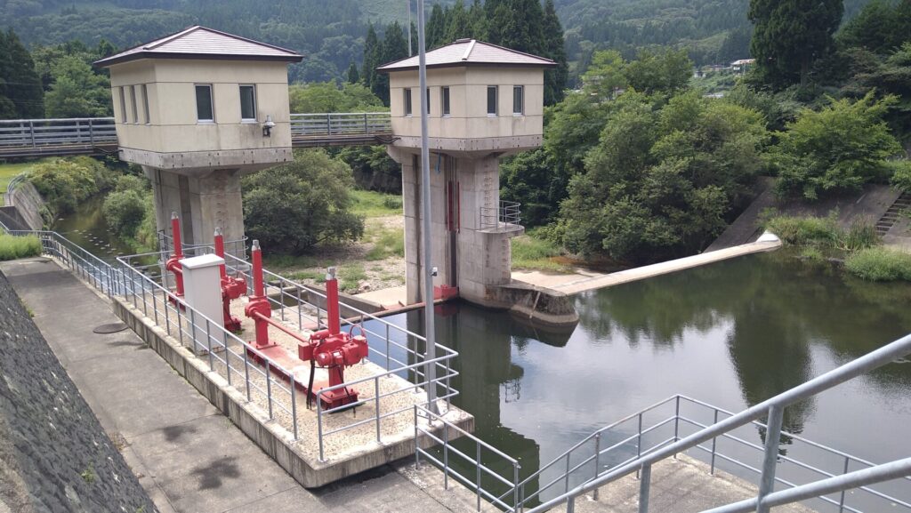 左岸の上流側から見た新田堰頭首工