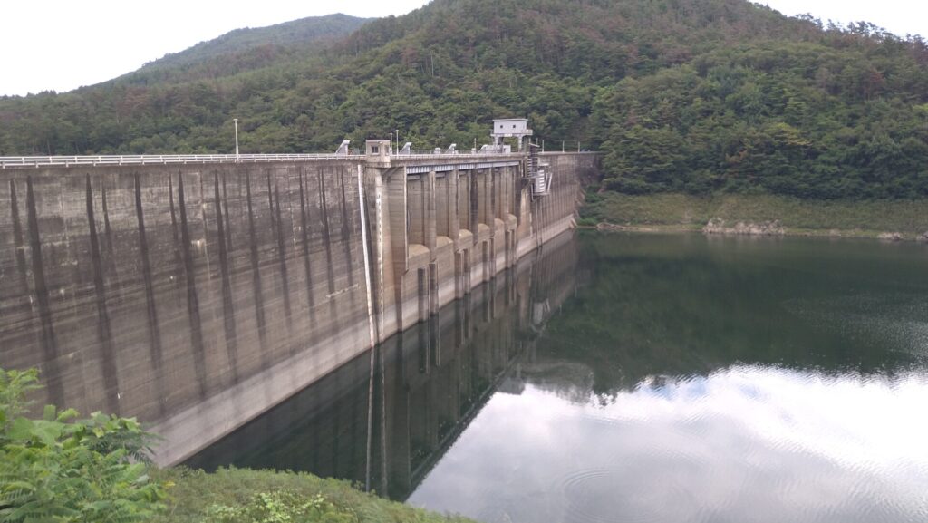 左岸の上流側から見た田瀬ダム