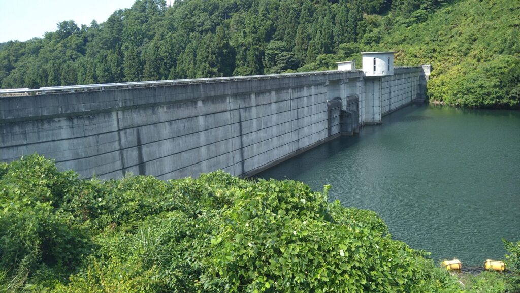 左岸の上流側から見た舟川ダム